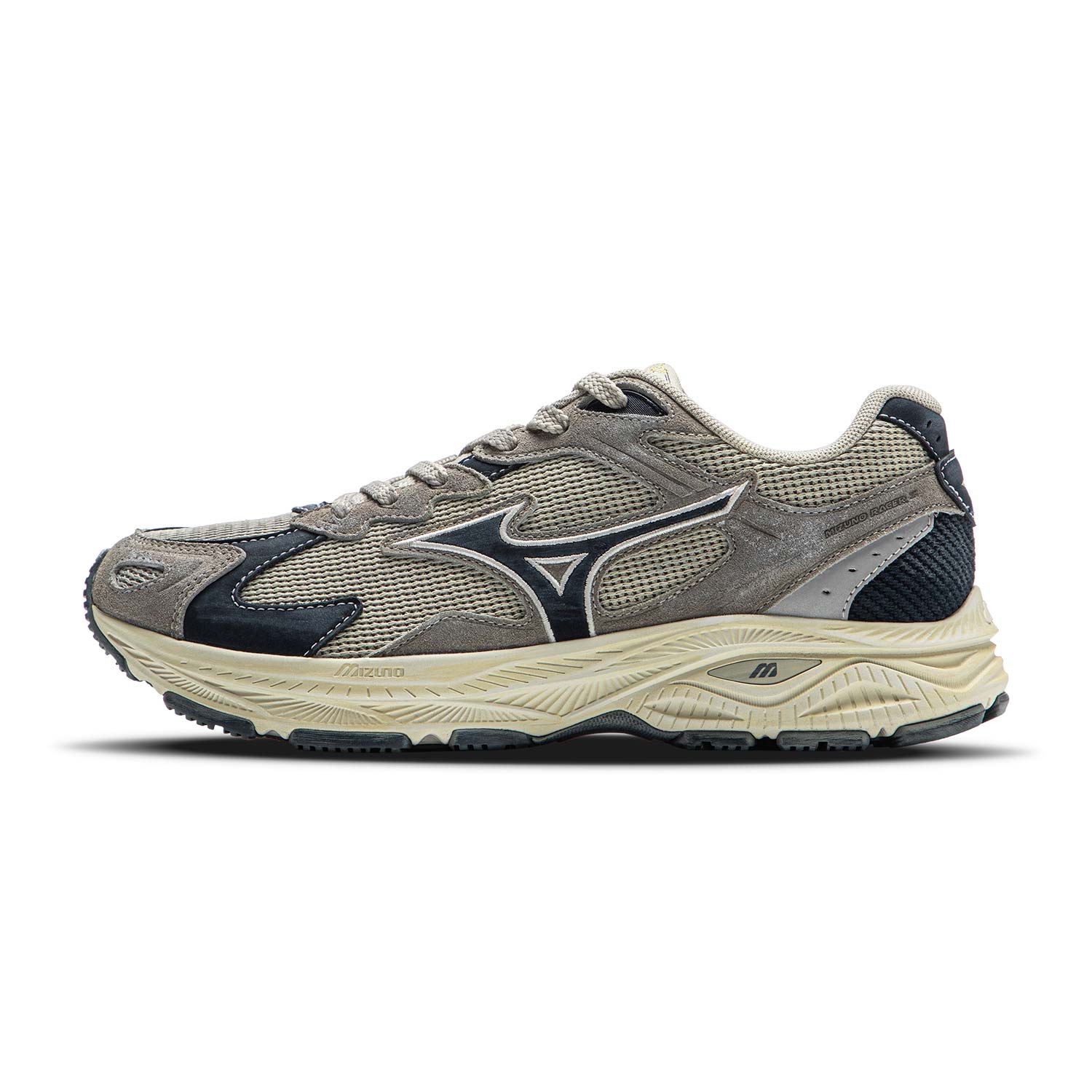 Mizuno Racer S CNY Distressed Comfort Sneakers Rock Grey Navy Running Shoes D1GH223527