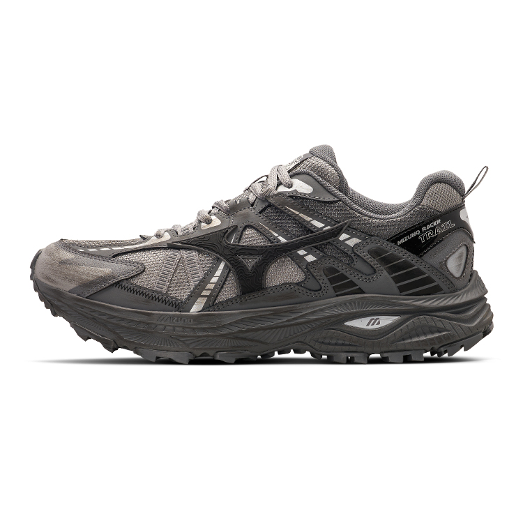 Mizuno Racer Trail Breathable Low-Top Running Shoes Grey Black. D1GH223811