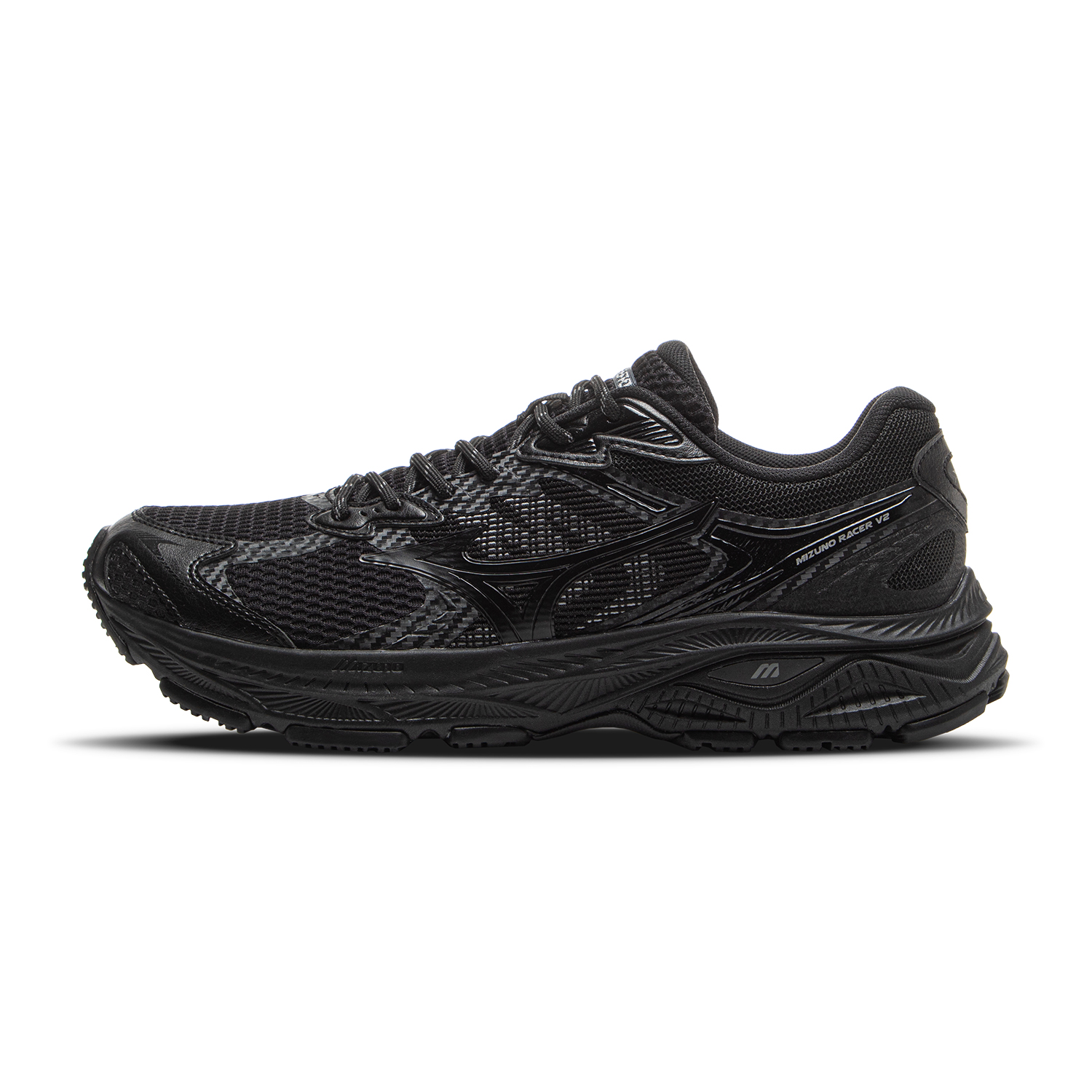 Mizuno RACER V2 Black Lightweight Breathable Running Shoes Urban Style. D1GH250604