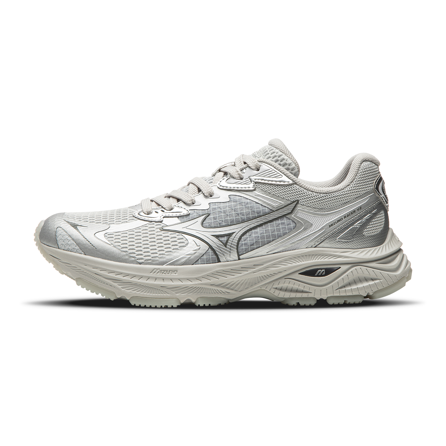 Mizuno RACER V2 Silver Soda White Low-Top Running Shoes Casual Sneakers D1GH250607