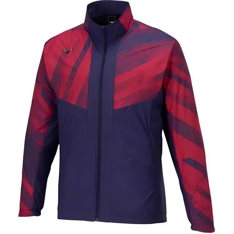 Mizuno Retro Blue Printed Zip-Up Jacket with Collar 32MEA541-63