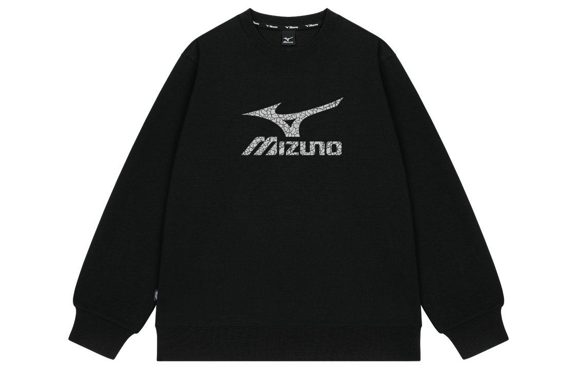 Mizuno Retro Logo Printed Outdoor Crewneck Sweatshirt Unisex Black A2CA2A68