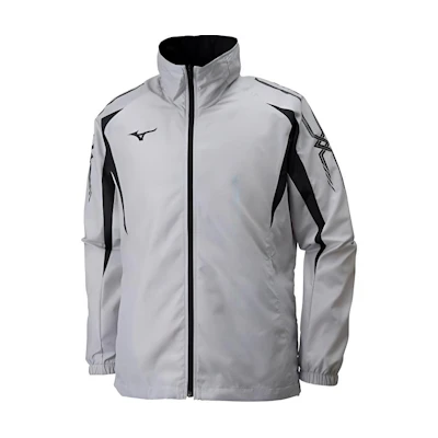 Mizuno Silver Grey Zip-Up Jacket with Contrast Logo Unisex Long Sleeve 32JE8015-05