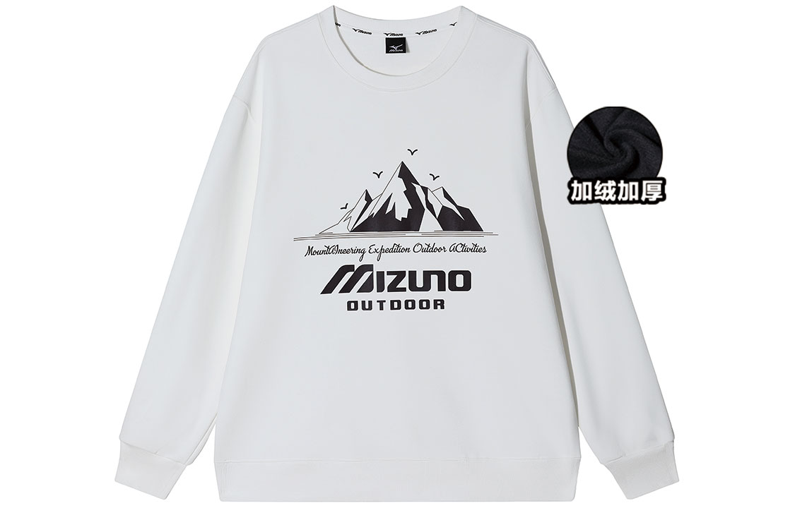 Mizuno Snow Mountain Logo Fleece Crewneck Sweatshirt Winter Unisex A2CA2585