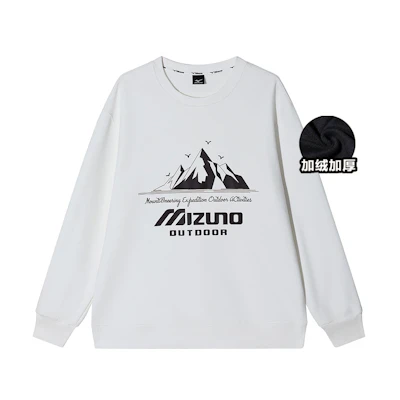 Mizuno Snow Mountain Logo Fleece Crewneck Sweatshirt Winter Unisex A2CA2585