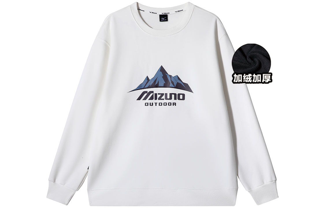 Mizuno Snowy Mountain Logo Print Fleece Sweatshirt Unisex Couple Style A2CA2588