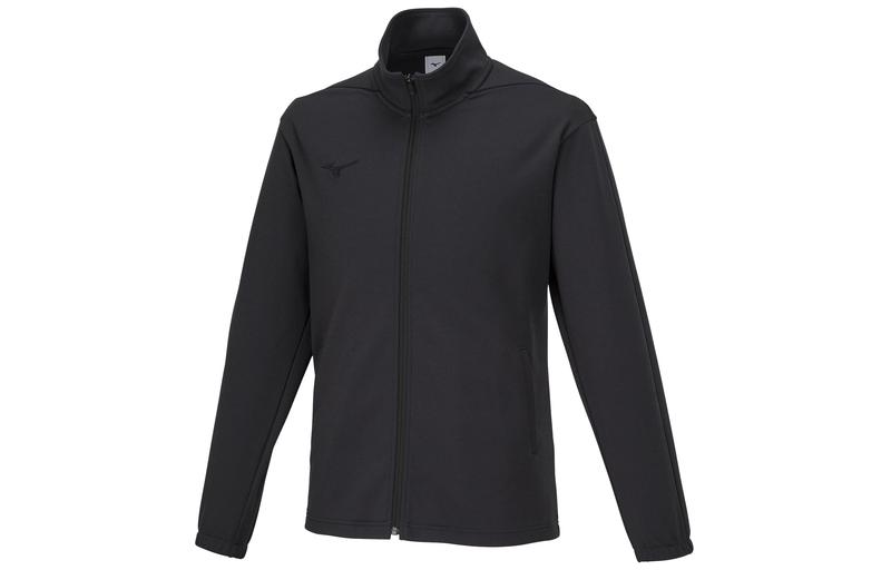Mizuno Solid Logo Stand Collar Zip-Up Jacket Unisex - Charcoal Black 32MCA12507