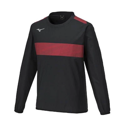 Mizuno Striped Logo Print Crewneck Sweatshirt Unisex Black/Red P2MEA300-96