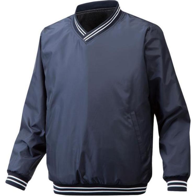 Mizuno Striped V-Neck Pullover Jacket Deep Navy Blue 12JE6V02-14