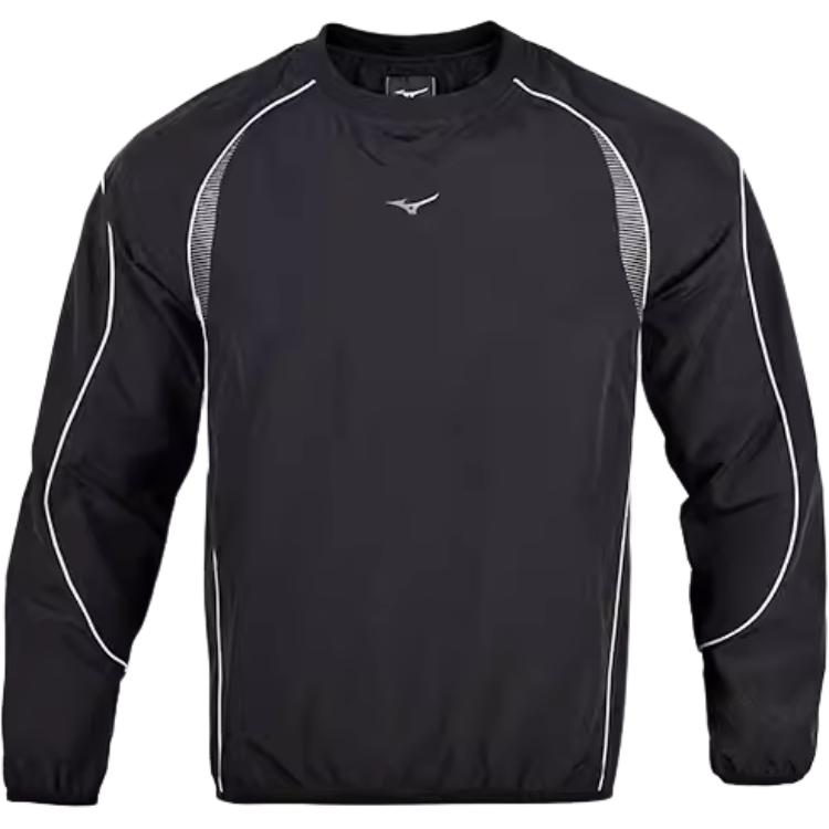Mizuno Striped Waterproof Pullover Long Sleeve Sweater Black Silver P2CE19Z179