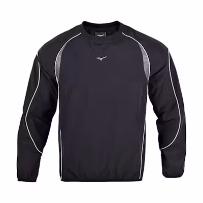 Mizuno Striped Waterproof Pullover Long Sleeve Sweater Black Silver P2CE19Z179