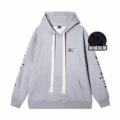 Mizuno Sunset Logo Print Fleece Hoodie Unisex Outdoor Pullover Sweatshirt A2CA2650