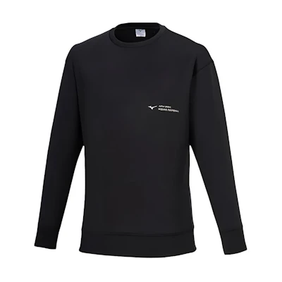 Mizuno Unisex Black Crewneck Logo Oversized Long-Sleeve Sweatshirt P2MCB066