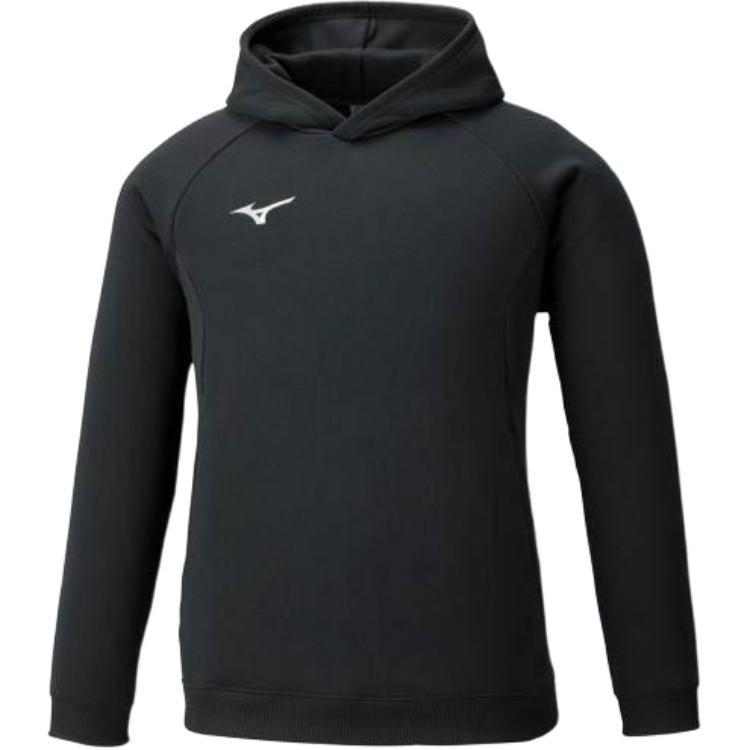 Mizuno Unisex Black Hoodie with Embroidered Logo and Long Sleeves 32MC017609