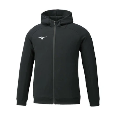 Mizuno Unisex Black Hoodie with Solid Logo and Full-Zip Design 32MC0177-09