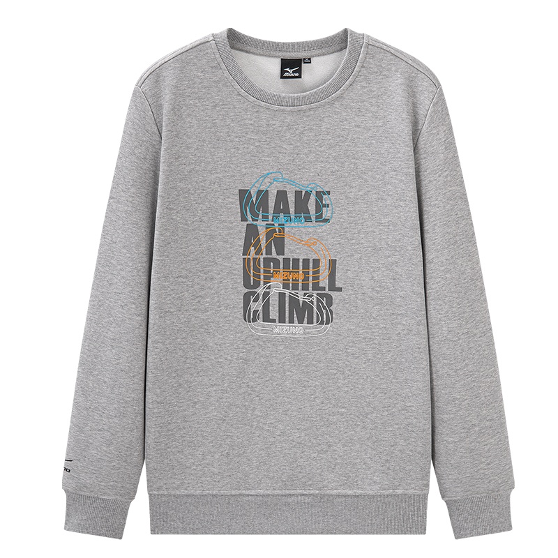 Mizuno Unisex Fleece Pullover Crewneck Sweatshirt with Minimal Letter Print A2CA2624-1