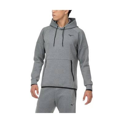 Mizuno Unisex Hoodie with Drawstring and Zipper Pocket - Gray 32MC155006