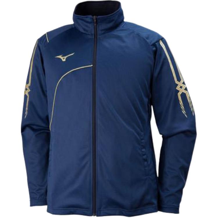 Mizuno Unisex Navy Blue Zip-Up Logo Jacket With Stand Collar P2MC7080-14
