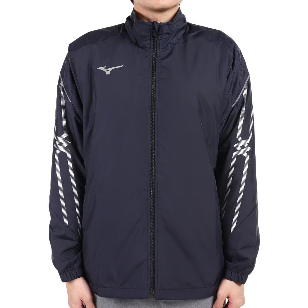 Mizuno Unisex Navy Blue Zip-Up Stand Collar Loose Long-Sleeve Jacket 32ME263114