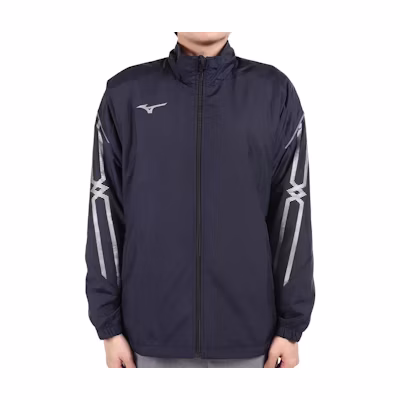 Mizuno Unisex Navy Blue Zip-Up Stand Collar Loose Long-Sleeve Jacket 32ME263114