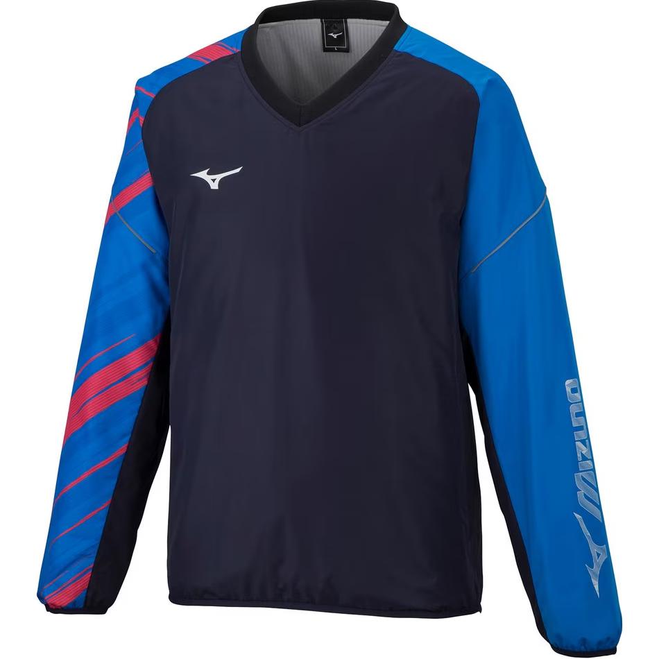 Mizuno Unisex Pullover V-Neck Colorblock Sweatshirt Blue 62JE2530-82