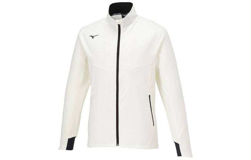 Mizuno Unisex White Solid Color Zip-Up Jacket with Stand Collar 32MCA552-02