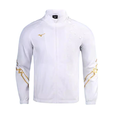 Mizuno Waterproof Breathable Windproof Jacket with Detachable Hood White/Gold P2CE26Z101