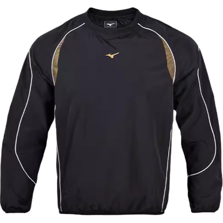 Mizuno Waterproof Pullover Casual Soccer Sweatshirt Black/Gold P2CE19Z178