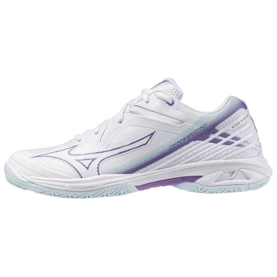 Mizuno Wave Claw 3 White Purple Low-Top Badminton Shoes Lightweight舒 71GA244329
