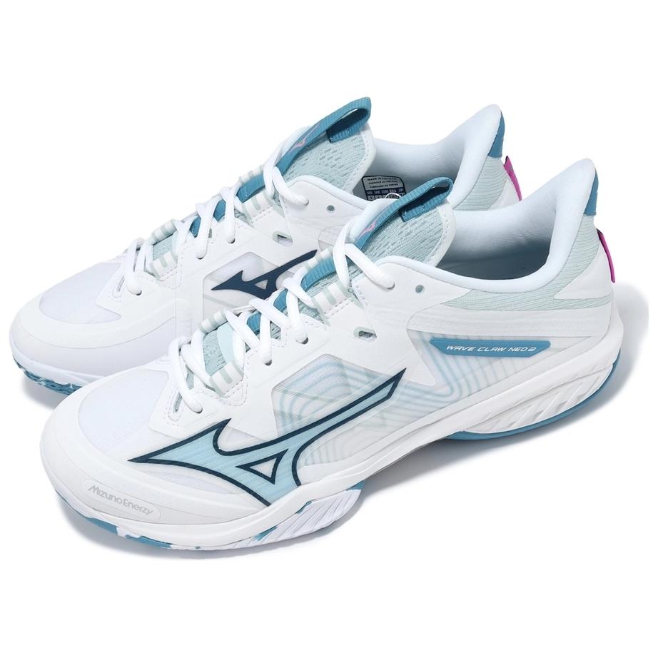 Lookbook Mizuno Wave Claw Neo 2 Wide 'White Sailor Blue' 71GA227020