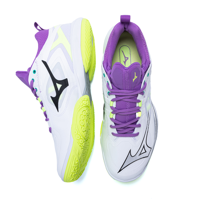 Lookbook Mizuno Wave Claw Neo 3 Wide 'White Neo Lime Lavender' 71GA247312