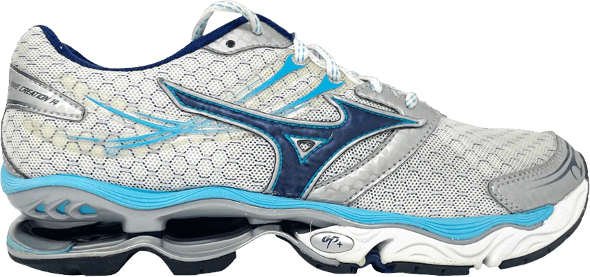 Women Mizuno Wave Creation 14 White Blue 8KN 30114 8KN 30114
