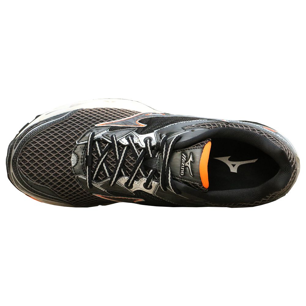 Shop Mizuno Wave創新18 減震防滑耐磨 低筒 跑步鞋 黑橙白