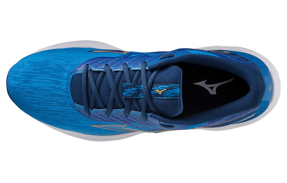 Lookbook Mizuno Wave Equate 7 減震支撐透氣 低筒 跑步鞋 男款 藍金白