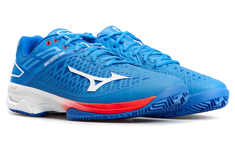 Lookbook 미즈노 웨이브 엑시드 투어 4 CC 블루/화이트 (Mizuno Wave Exceed Tour 4 CC 블루/화이트) 61GC207422