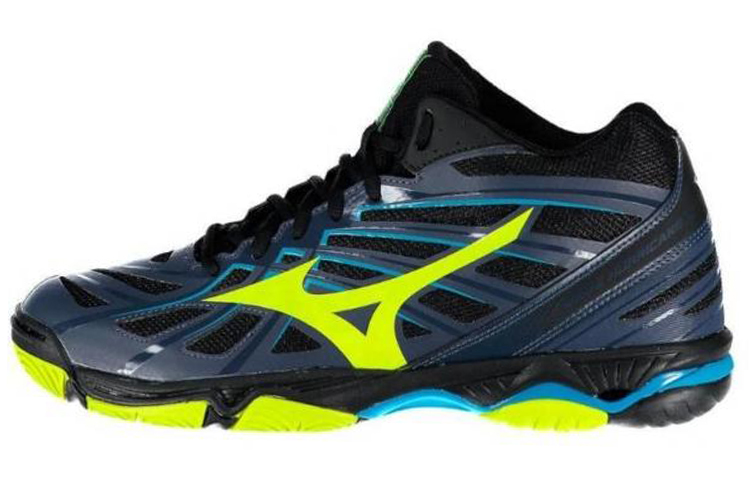 Mizuno Wave Hurricane 3 Mid 'Black Blue Yellow' V1GA174547