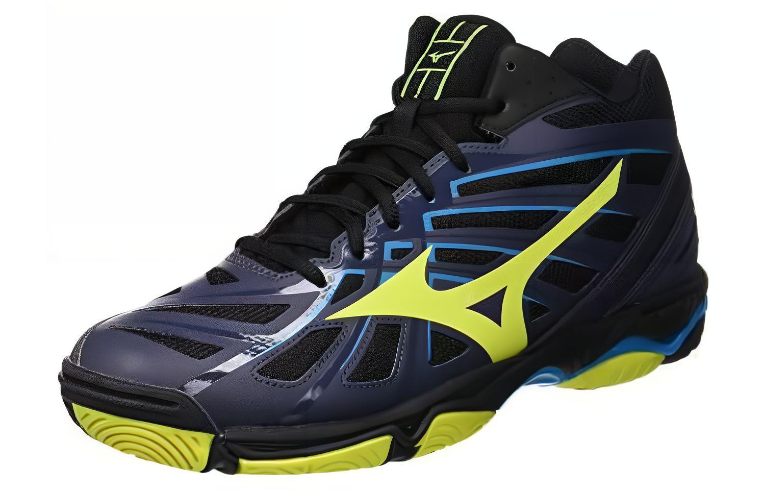 Lookbook Mizuno Wave Hurricane 3 Mid ''Noir Bleu Jaune'' V1GA174547