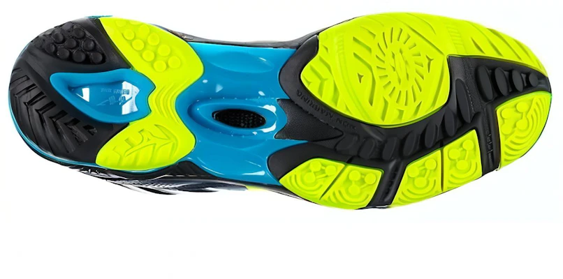 Mizuno Wave Hurricane 3 Mid ''Noir Bleu Jaune'' V1GA174547 Shop Mizuno Wave Hurricane 3 Mid ''Noir Bleu Jaune'' V1GA174547