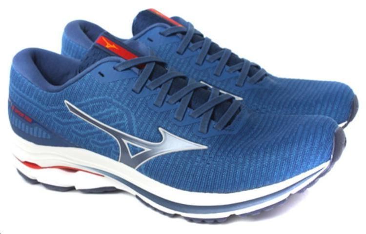 Shop Mizuno Wave Inspire 18 Waveknit 減震防滑耐磨 低筒 跑步鞋 藍白