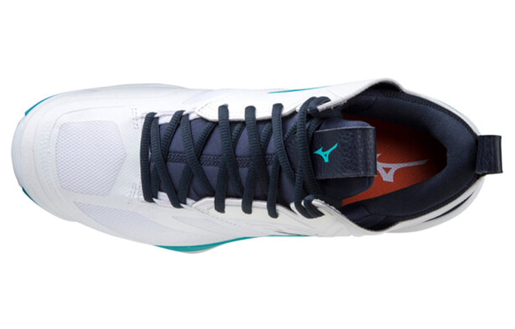 Lookbook Mizuno Wave Momentum 2 Mid 'White Black Blue' V1GA211736