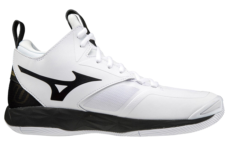 Order Mizuno Wave Momentum 2 Mid ''Wit Zwart Goud'' V1GA211709