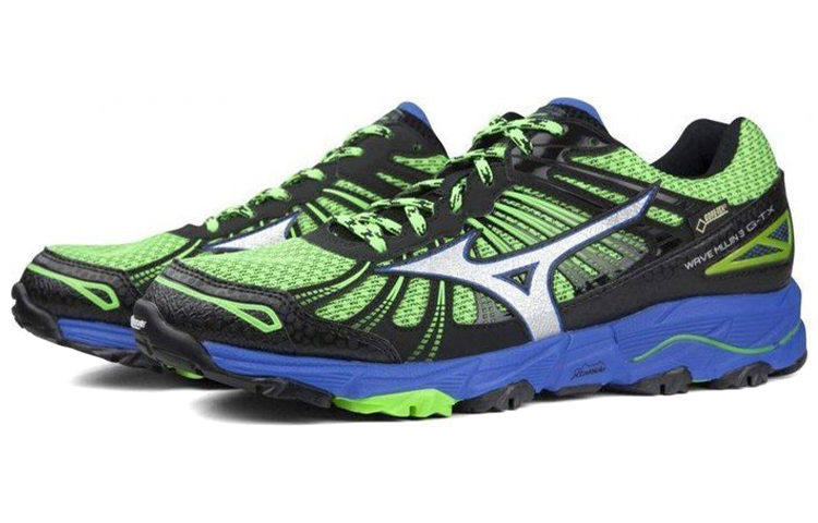 Lookbook Mizuno Wave Mujin 3 GTX Basses Résistantes Vert Bleu J1GJ165703
