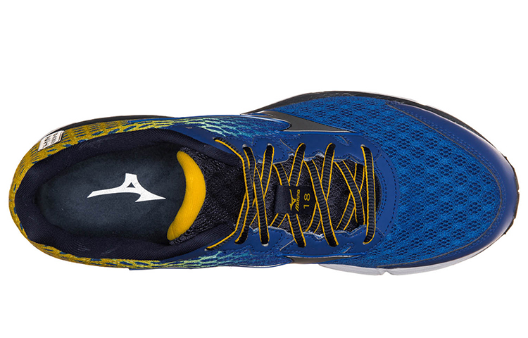 Lookbook Mizuno Wave Rider 18 ''Blauw Geel'' J1GC150304