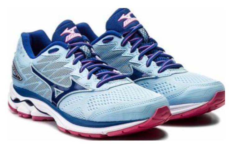Lookbook Mizuno Wave Rider 20 Lage Sneakers Slijtvast Blauw Wit J1GD170327