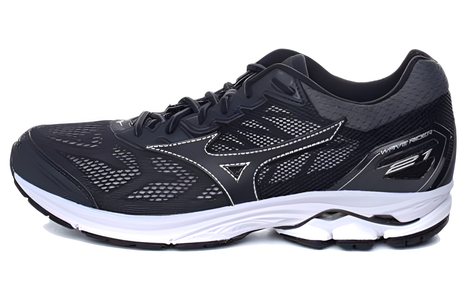 Mizuno Wave Rider 21 Low Tops Wear-resistant Black Gray J1GC180309