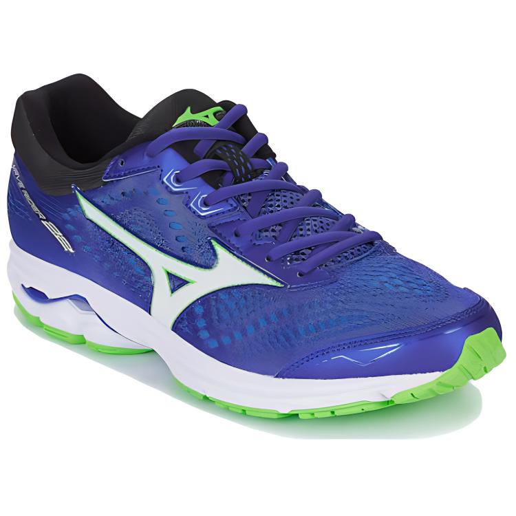 Lookbook Mizuno Wave Rider 22 Zapatillas Resistentes Azul Blanco Bajo Top J1GC183116