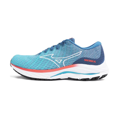 Mizuno Wave Rider 26 4E Wide 'Maui Blue Fiery Coral'