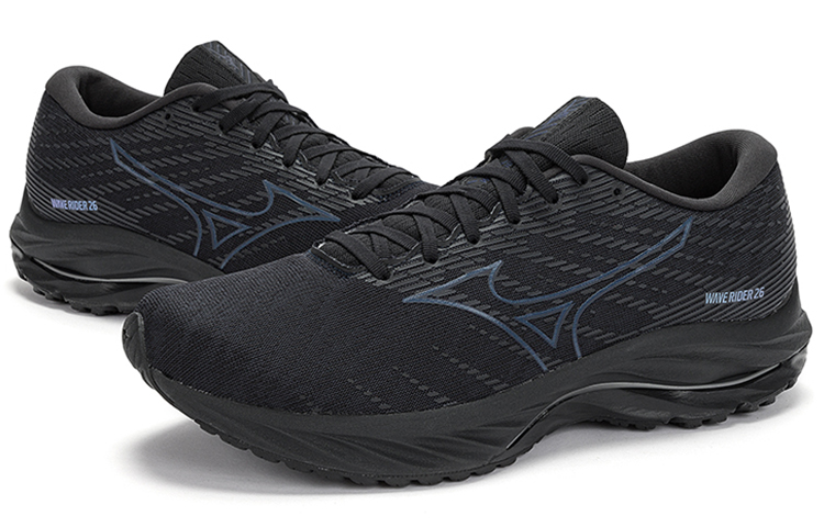 Shop Mizuno Wave Rider 26 減震防滑耐磨 低筒 跑步鞋 黑色