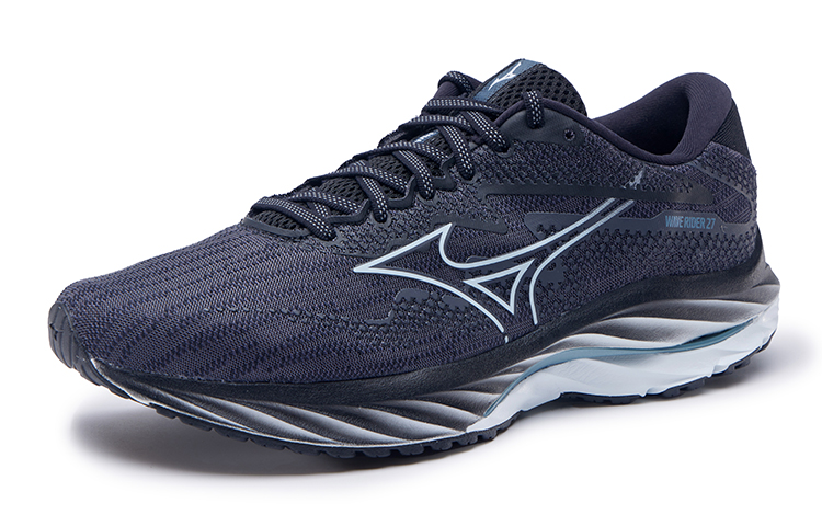 Shop Mizuno 時尚舒適耐磨緩震 低筒 跑步鞋 男款 藍黑色
