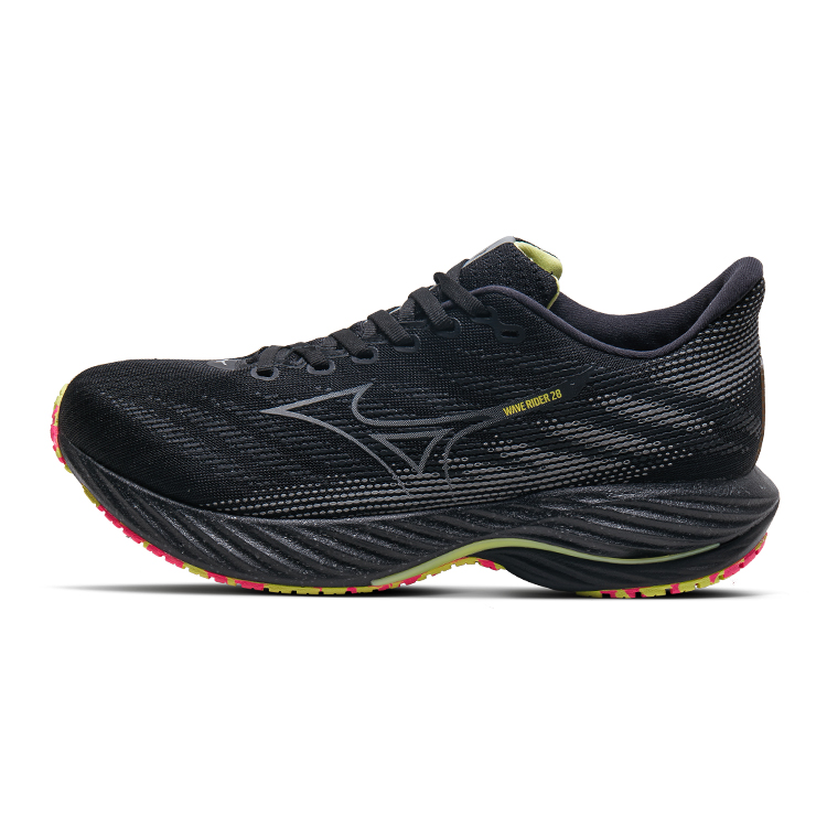 Mizuno Wave Rider 28 Black Silver Running Shoes Comfortable & Durable J1GC246301